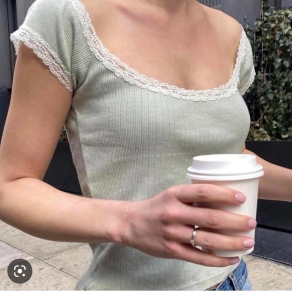 Brandy Melville green lace Eden top